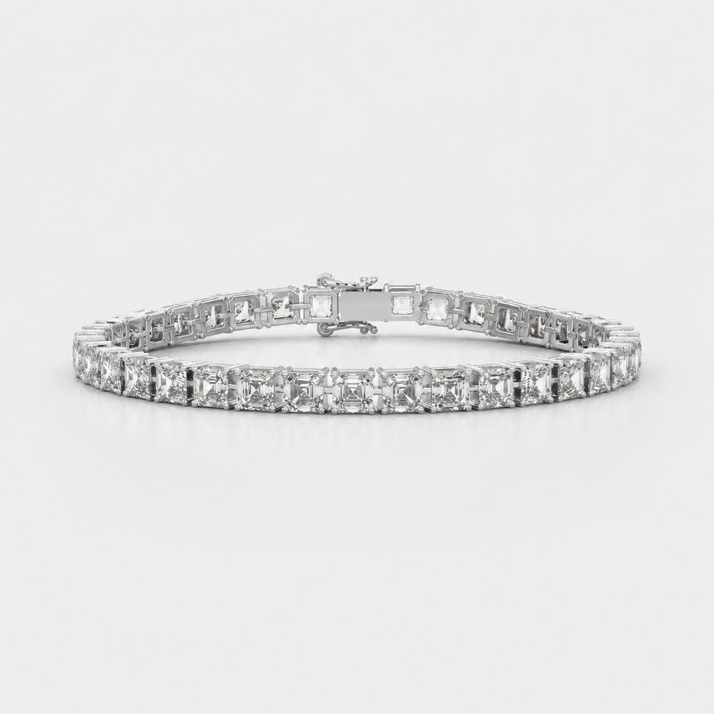 Asscher Lab-Grown Diamond Tennis Bracelet in Gold & Platinum (30ct)