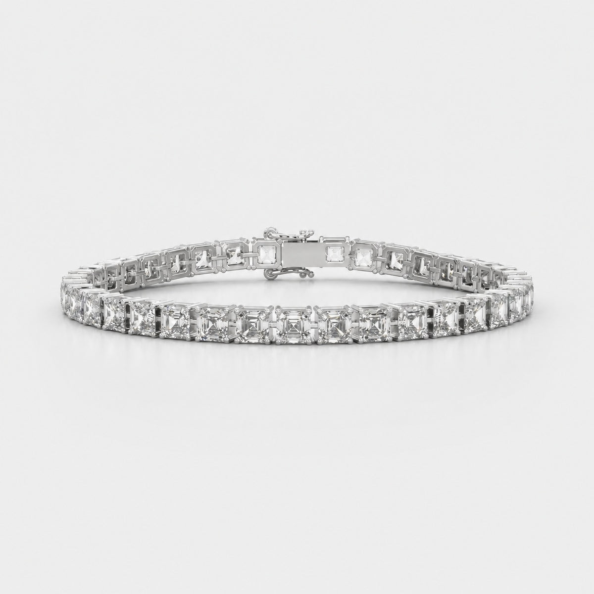 Asscher Lab-Grown Diamond Tennis Bracelet in Gold & Platinum (30ct)