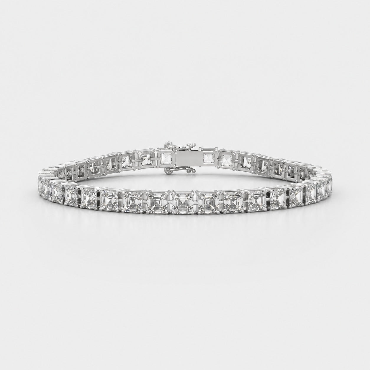 Asscher Lab-Grown Diamond Tennis Bracelet in Gold & Platinum (30ct)
