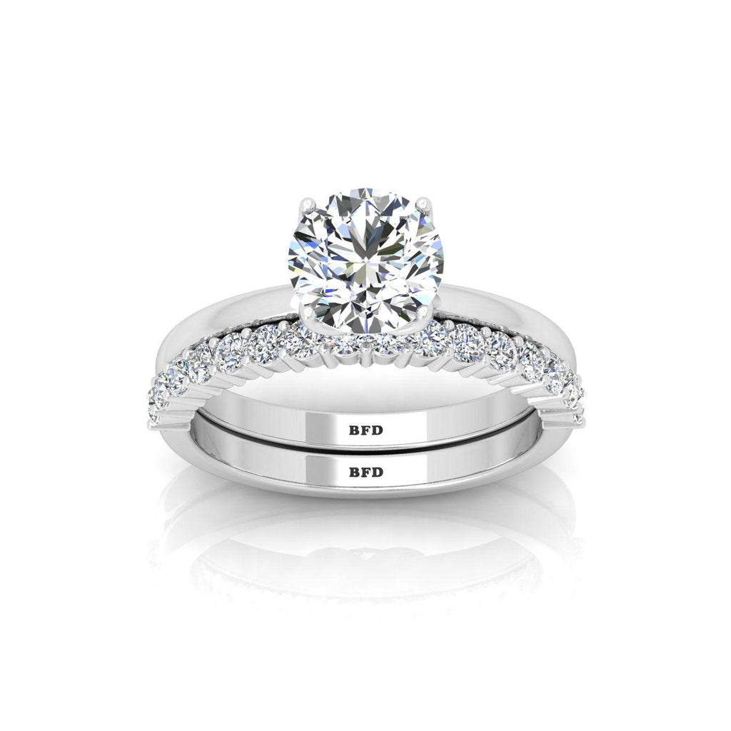 Certified Classic Round Diamond Solitaire Ring With Diamond Matching Band 1.50Ct E/VS