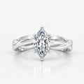 Twisted Solitaire Engagement Ring Marquise Diamond IGI Certified in Gold & Platinum