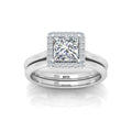 Certified Princess Diamond Halo Engagement Ring With Matching Band 1.20Carat