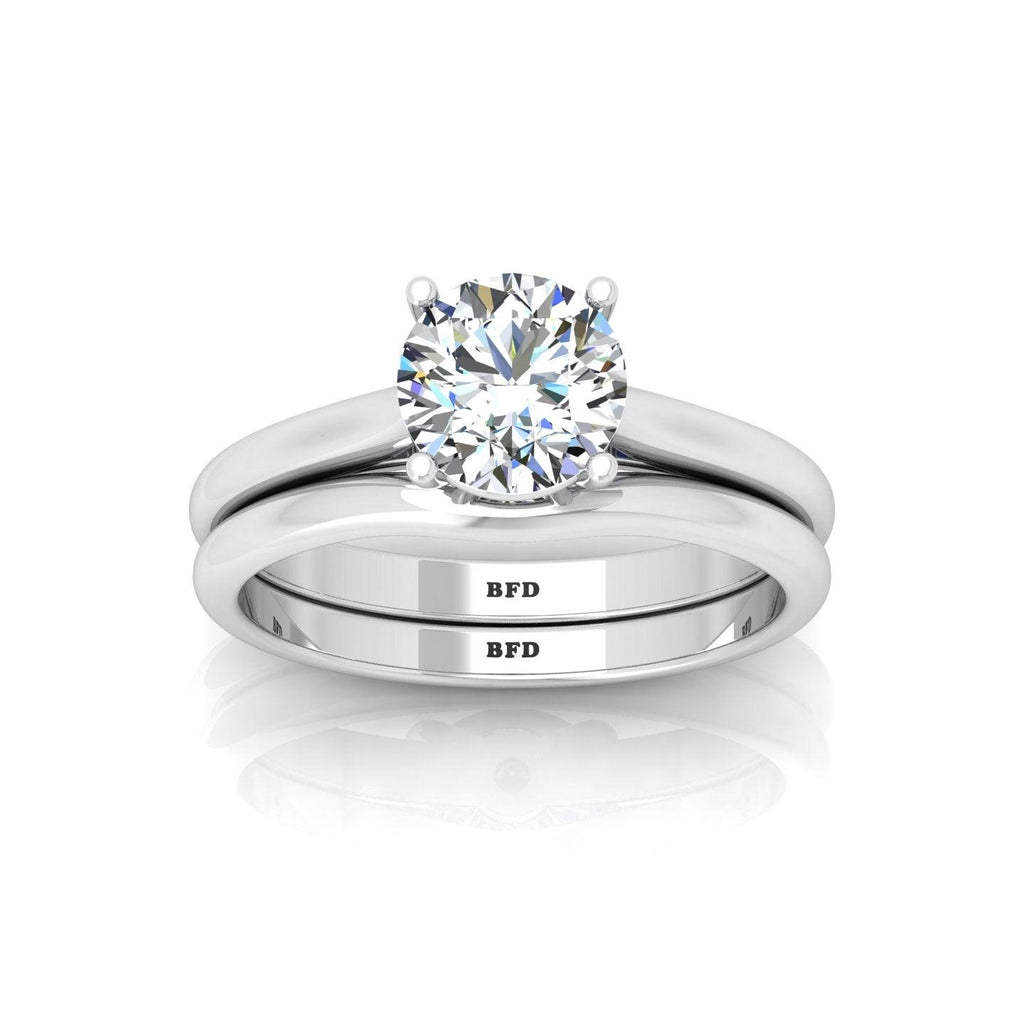 Certified Round Diamond Solitaire Engagement Ring with Matching Band 1.00Carat E/VS
