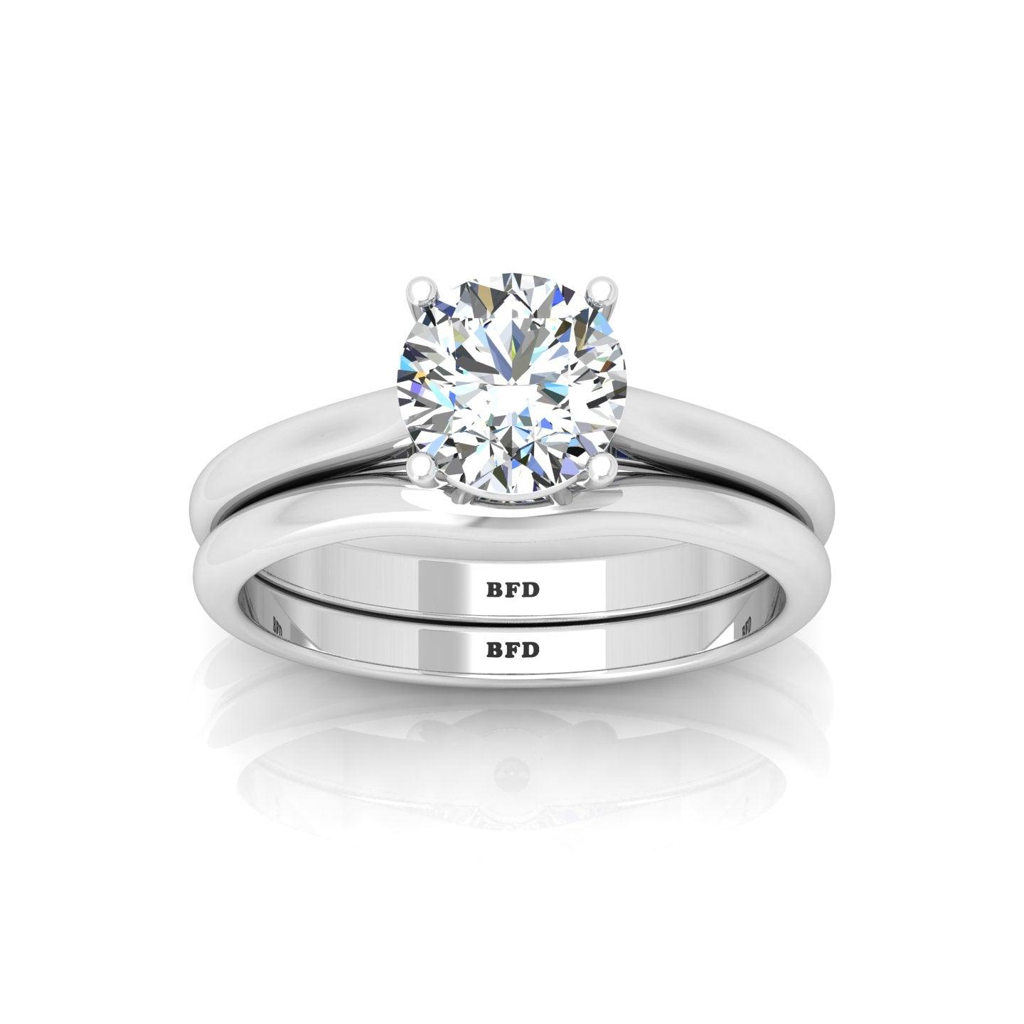 Certified Round Diamond Solitaire Engagement Ring with Matching Band 1.00Carat E/VS