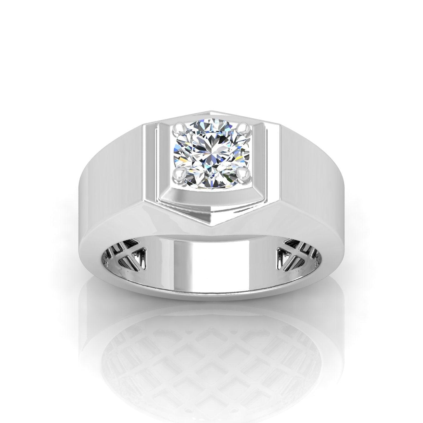 Certified F/VS Single Diamond Mens Solitaire Ring