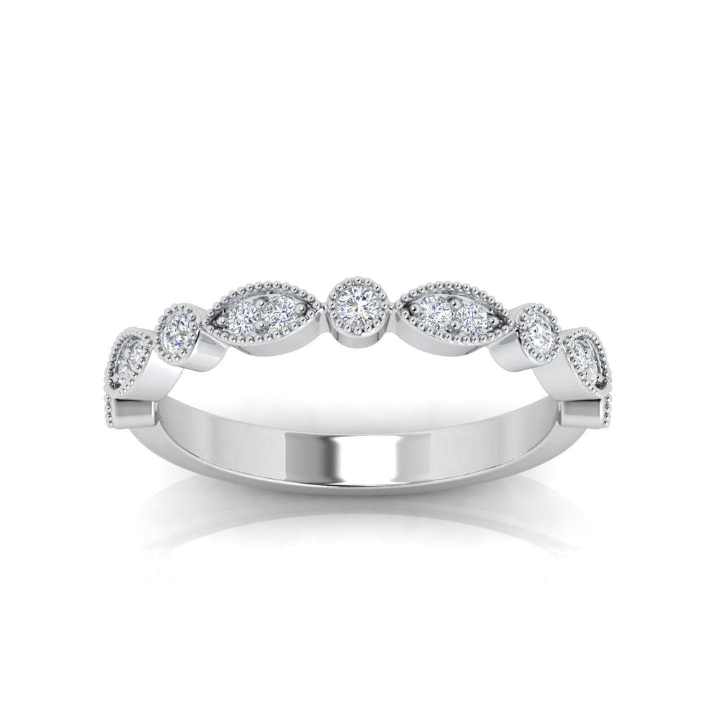 0.25 Carat D/VS Round Diamond Designer Half Eternity Wedding Ring - amadadiamonds