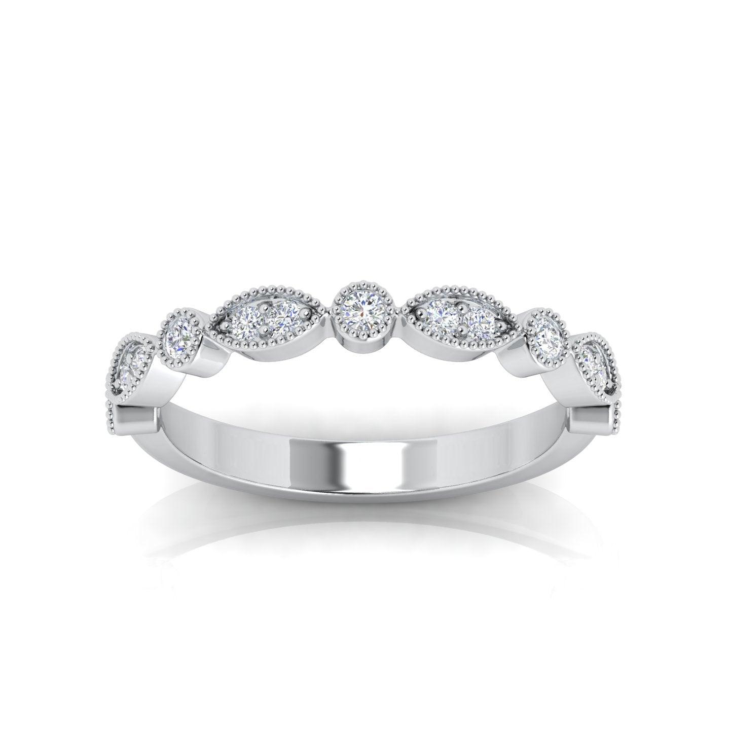 0.25 Carat D/VS Round Diamond Designer Half Eternity Wedding Ring - amadadiamonds