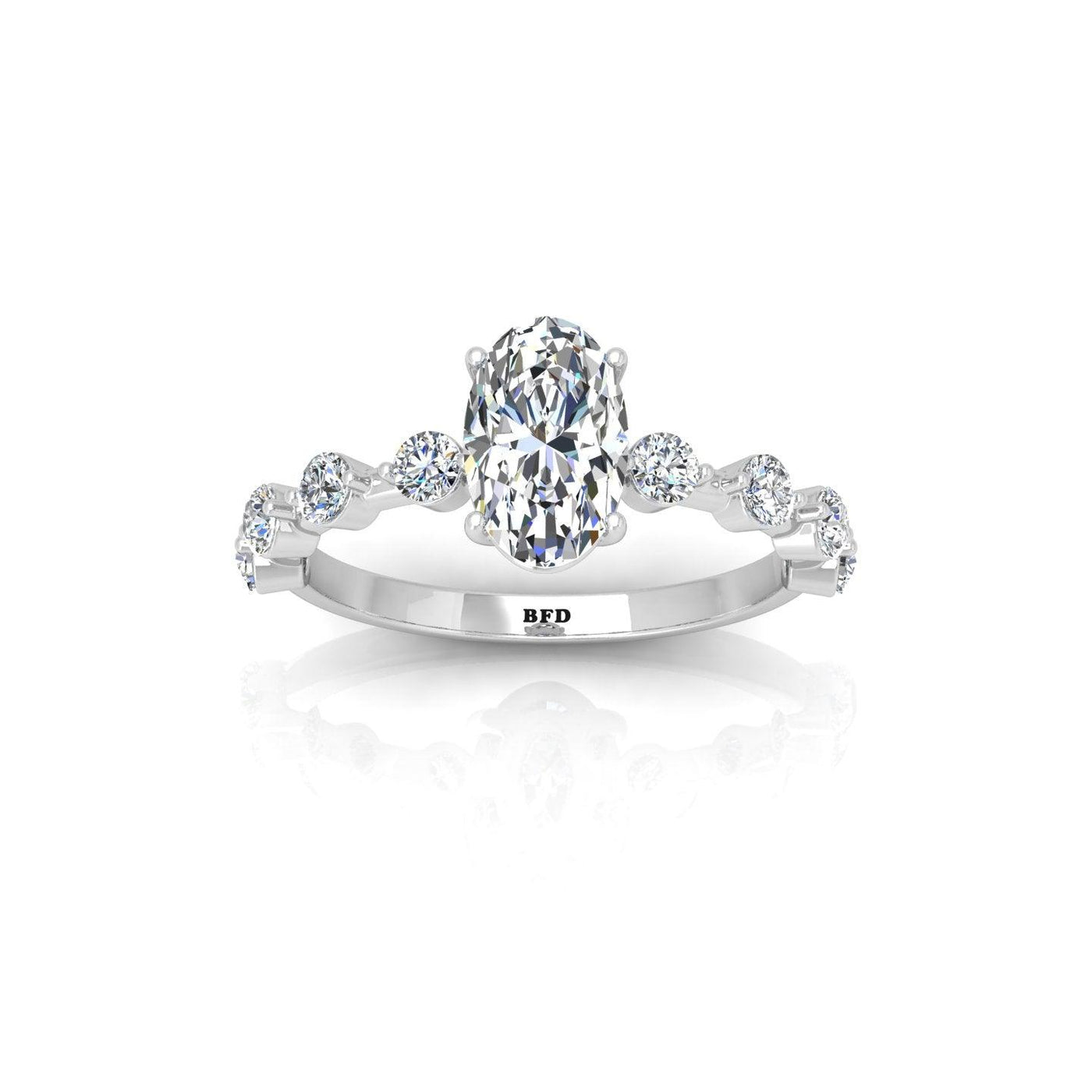 F/VS 2.00-3.00 CT Oval Cut Lab Diamond Designer Engagement Ring in Platinum