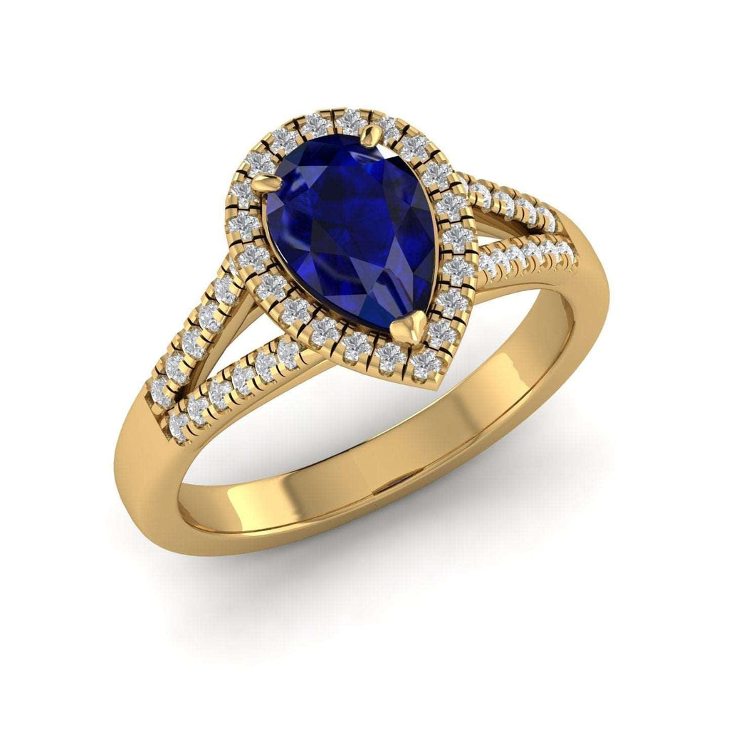 Best Deal..! 2.04Ct Tanzanite Pear & Diamond Halo Engagement Ring In Heavy 18k Gold