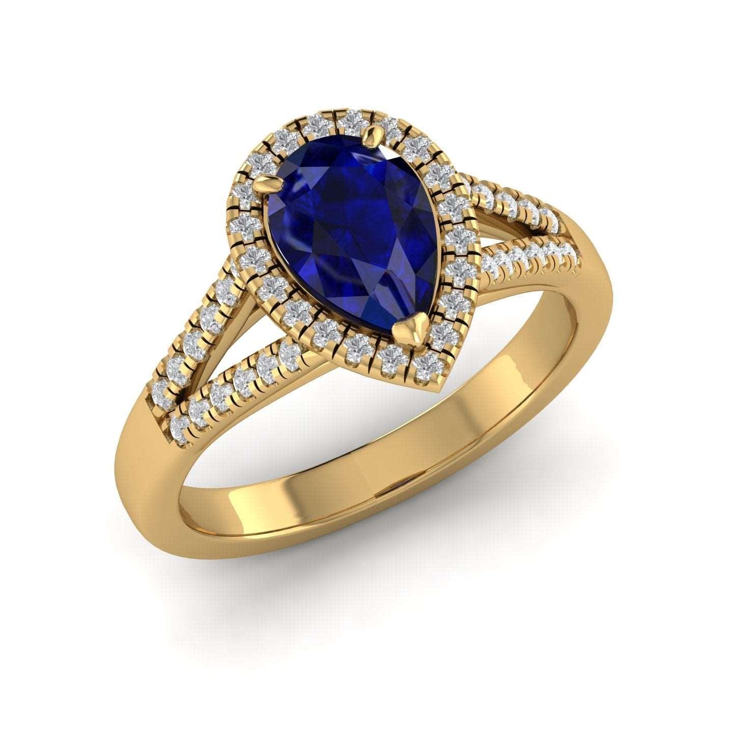 Best Deal..! 2.04Ct Tanzanite Pear & Diamond Halo Engagement Ring In Heavy 18k Gold