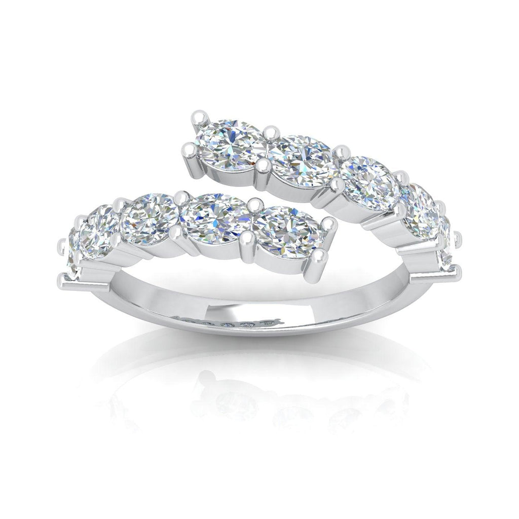 E/VS 2.00 Carat Oval Diamond Half Eternity Designer Ring