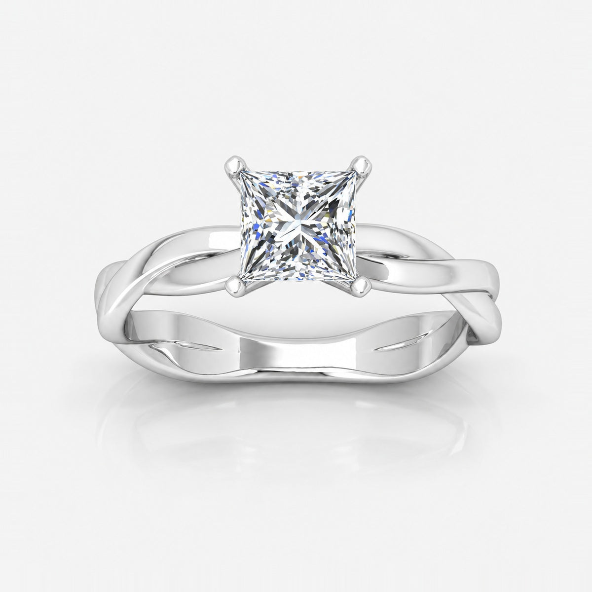Twisted IGI Certified 2.00Ct Solitaire Engagement Women's Ring Princess Diamond in Gold & Platinum
