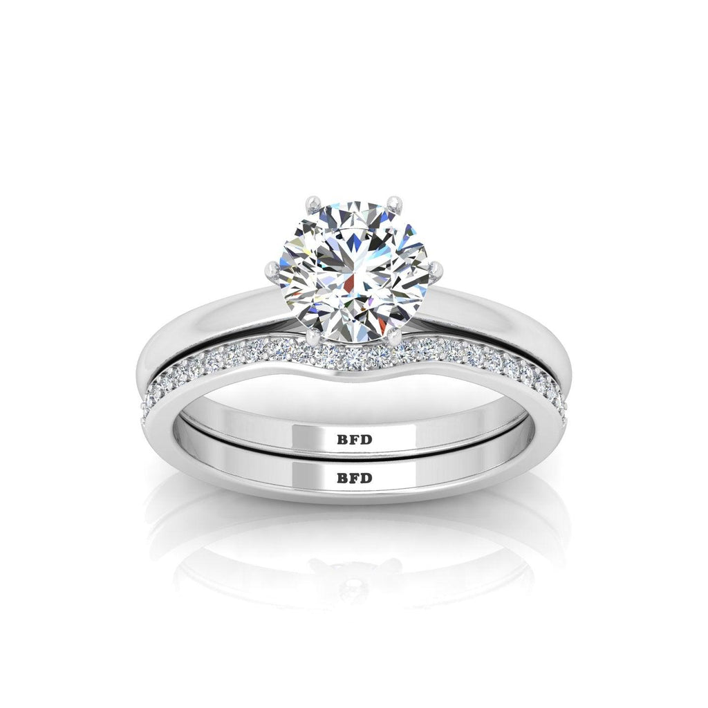Certified Round Diamond Engagement Ring With Curved Matching Band 1.50Carat E/VS