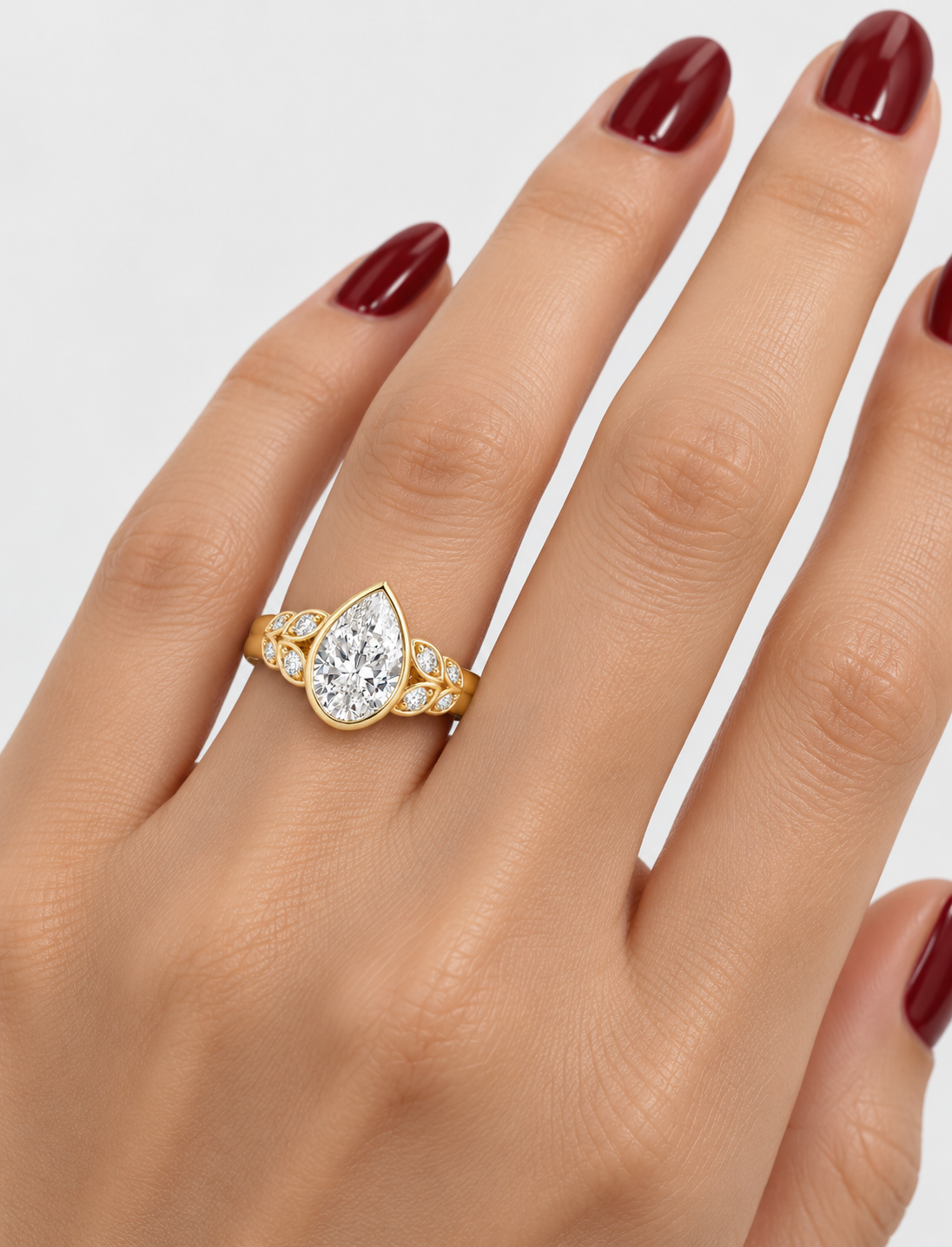 Pear Diamond Engagement Ring 18k Yellow Gold Labgrown 1.10 Ct Solitaire
