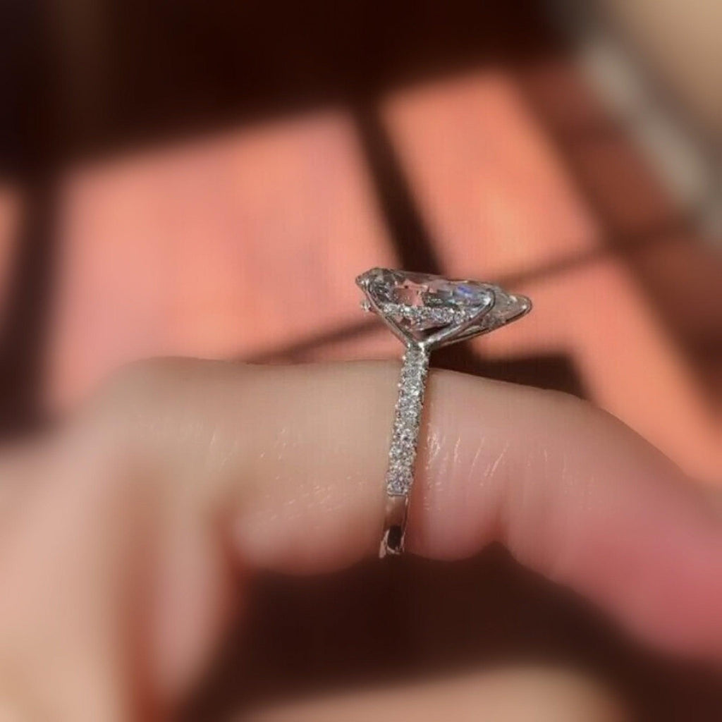 Big Pear Lab Diamond Engagement Ring Platinum 5.50Ct