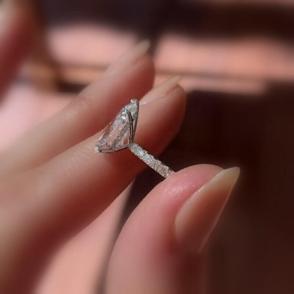 Big Pear Lab Diamond Engagement Ring Platinum 5.50Ct