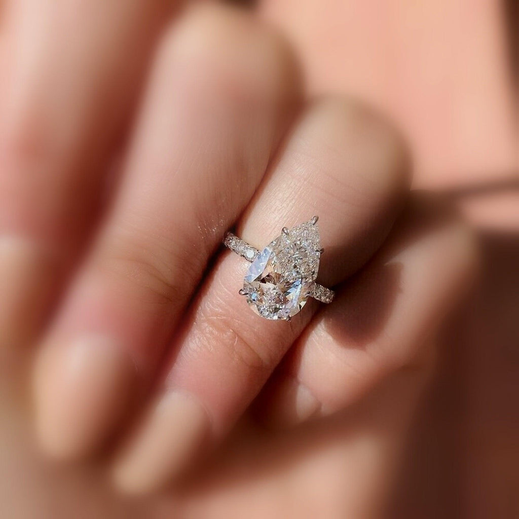 Big Pear Lab Diamond Engagement Ring Platinum 5.50Ct