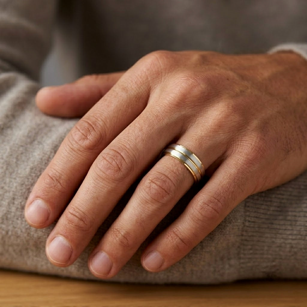 Men’s Two-Tone Wedding Ring in 18K Gold