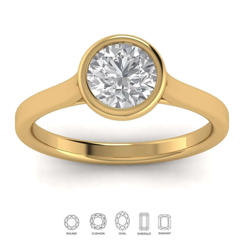 18k Yellow Gold All Shape Comfort Fit Bezel Set Solitaire Engagement Ring