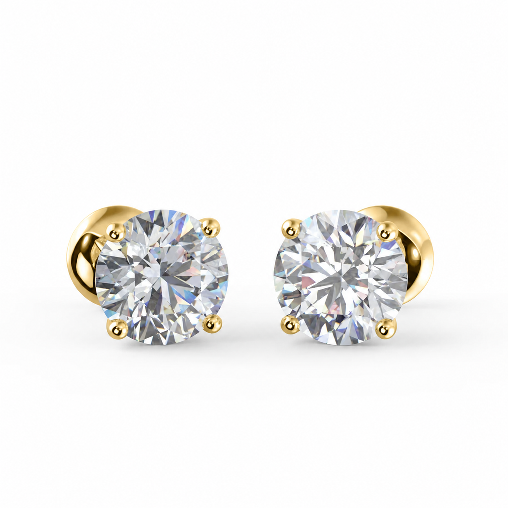Stock Clerance Round Diamond Stud Earrings In 18K Yellow Gold E-F/VS (IGI Certified) Lab Grown 3.49 Carat