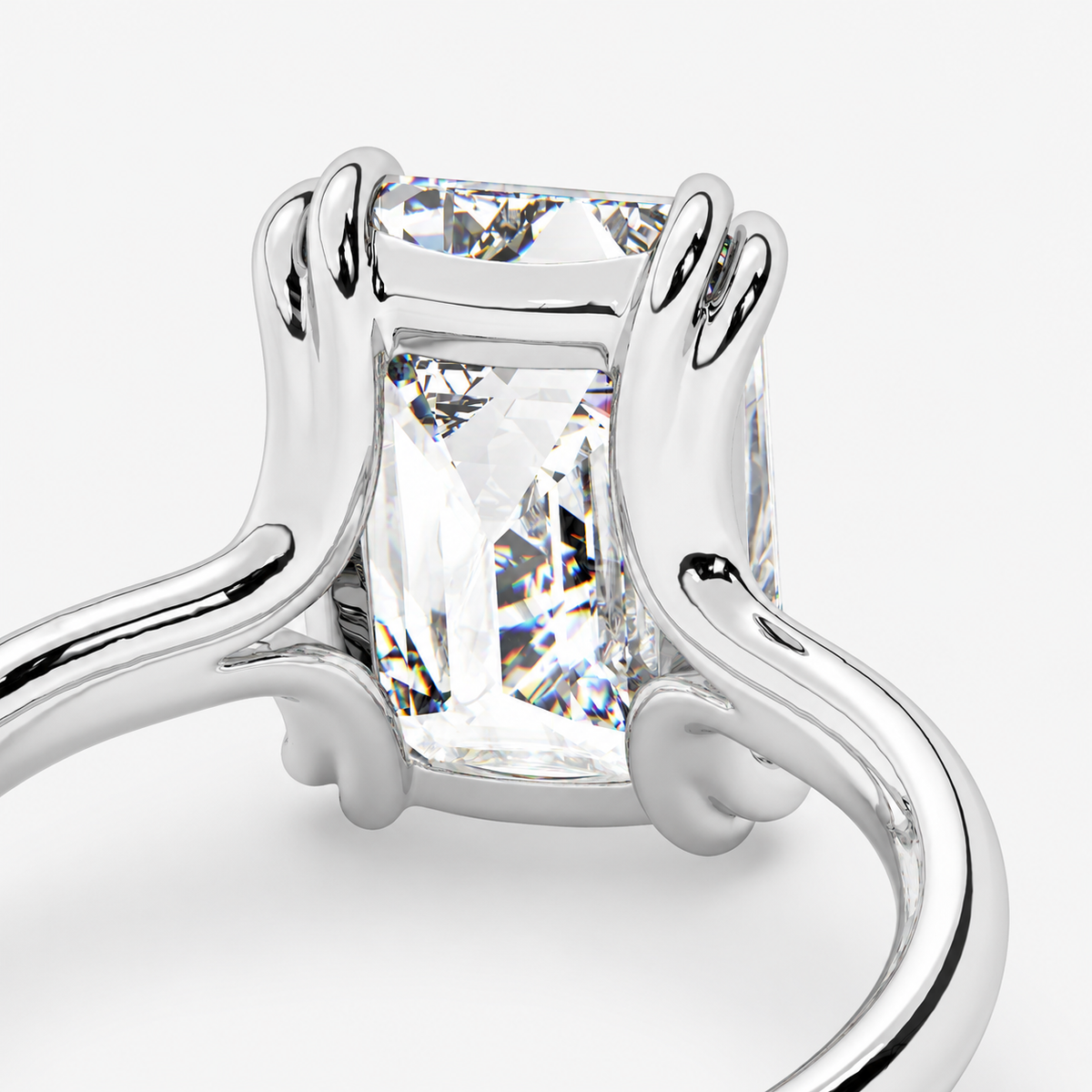 Emerald Diamond Engagement Ring Platinum Labgrown 5 Ct Solitaire