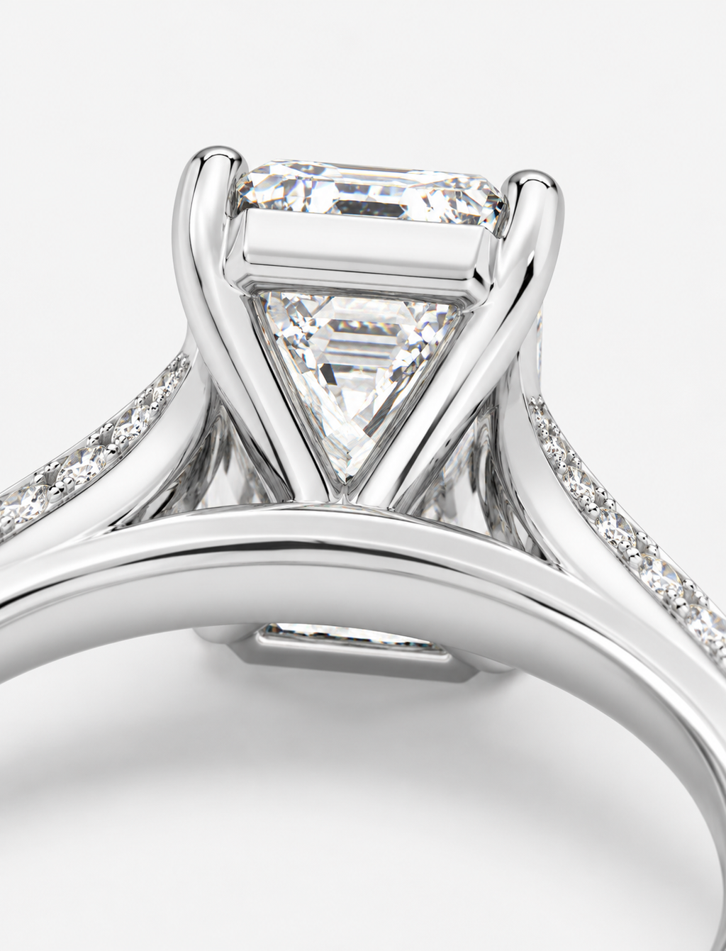 Emerald Diamond Engagement Ring Platinum Labgrown 3.30 Ct Solitaire