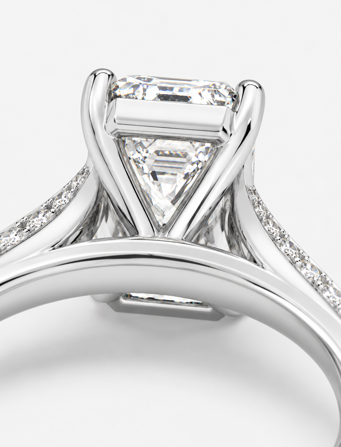 Emerald Diamond Engagement Ring Platinum Labgrown 3.30 Ct Solitaire