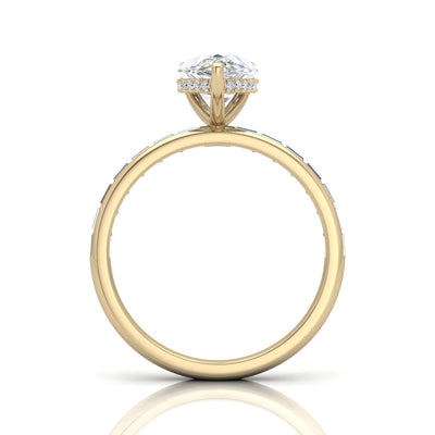 Classic Hidden Halo Channel Set Engagement Ring - Pear