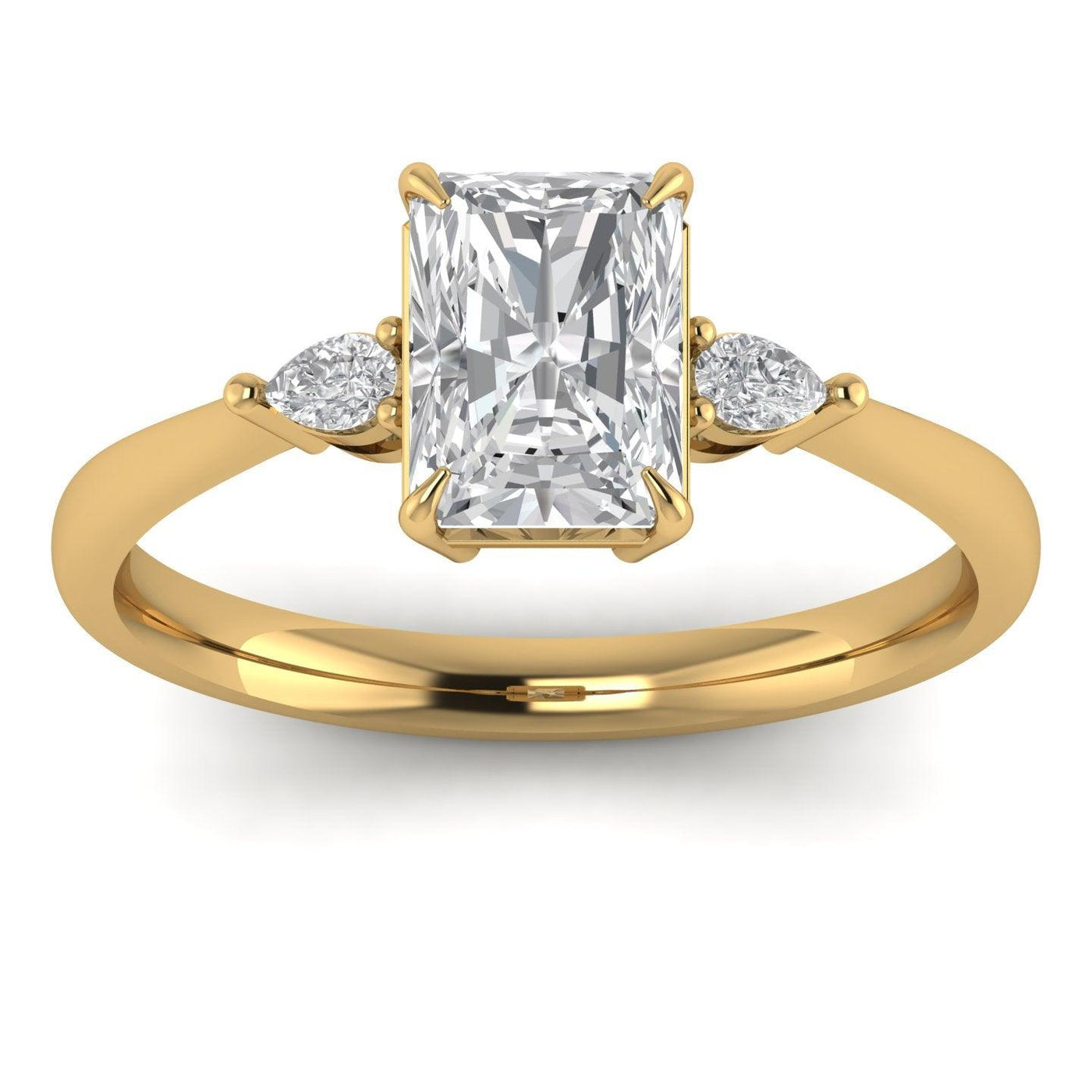 Radiant & Pear Diamond 3 Stone Engagement Ring in Platinum 2.00Ct