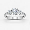 IGI Certified Lab Grown Round Diamond Engagement Ring with Side Diamonds in Gold & Platinum - 1-5ct