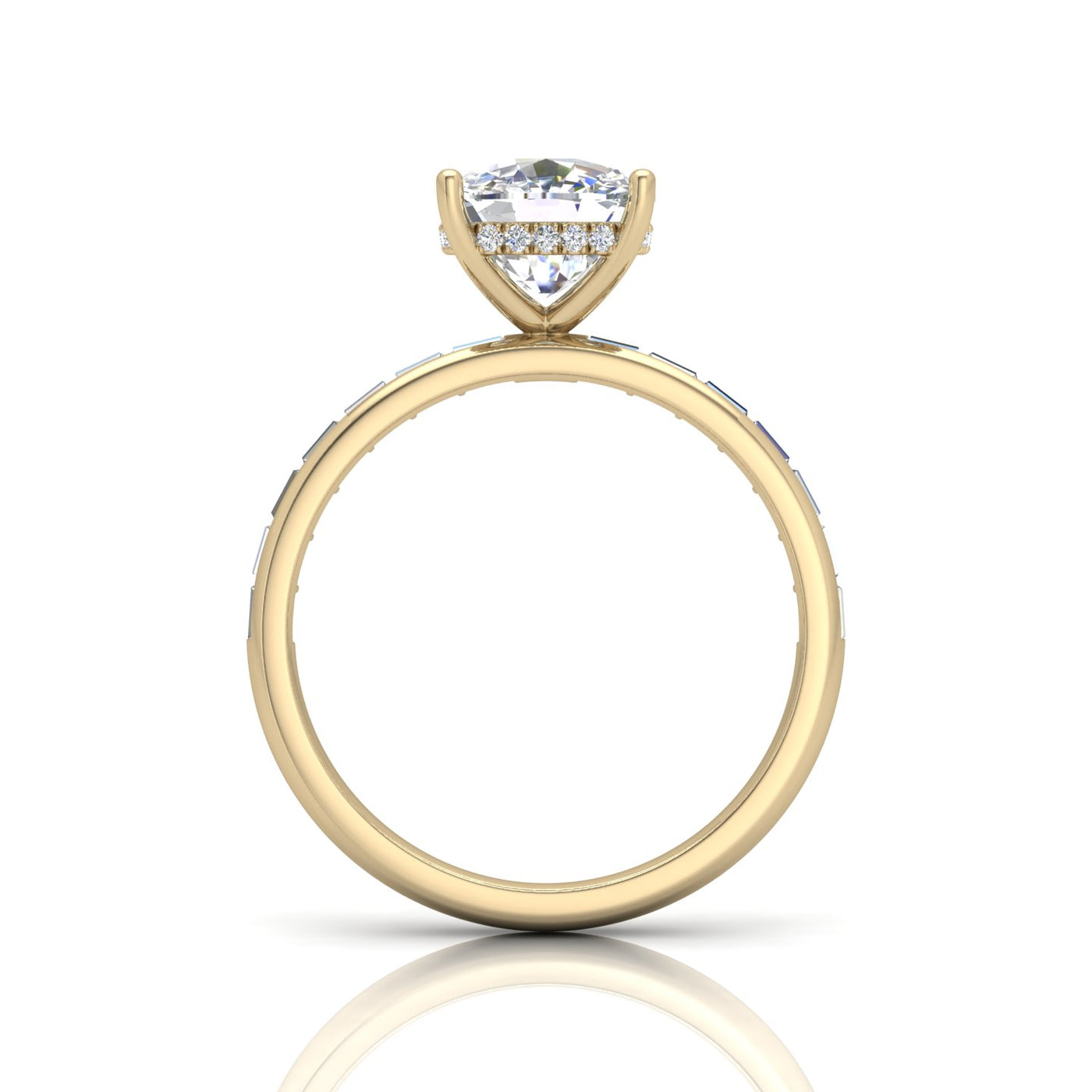 Classic Hidden Halo Channel Set Engagement Ring - Cushion