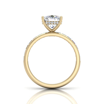 Classic Hidden Halo Channel Set Engagement Ring - Cushion