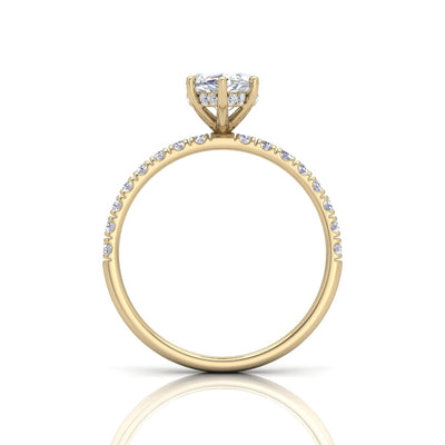 Classic Hidden Halo Pave Set Engagement Ring - Marquise