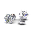 Certified D/VS 2.00Ct 6 Claw Round Diamond Stud Earrings in 18k Gold / Platinum
