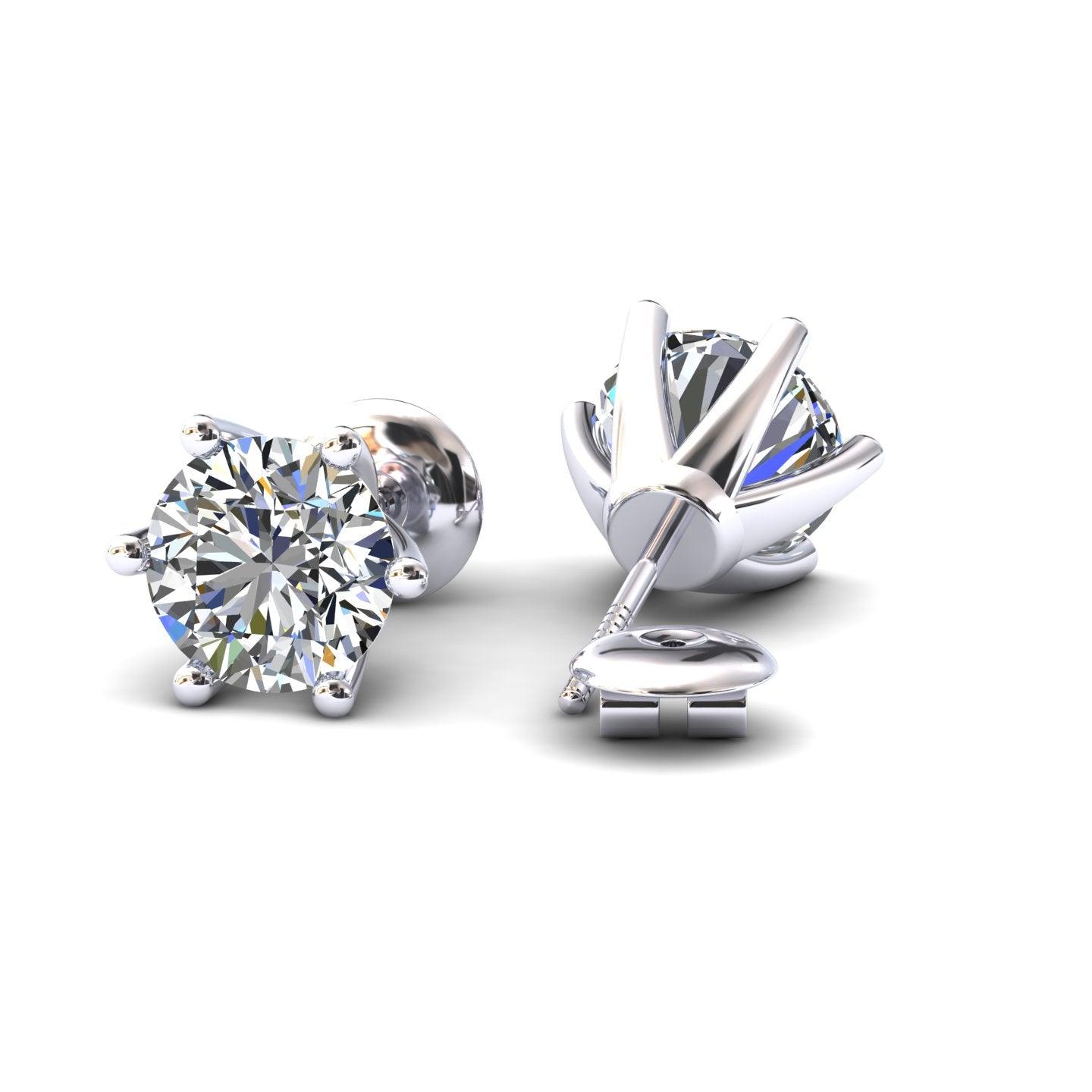 Certified D/VS 2.00Ct 6 Claw Round Diamond Stud Earrings in 18k Gold / Platinum