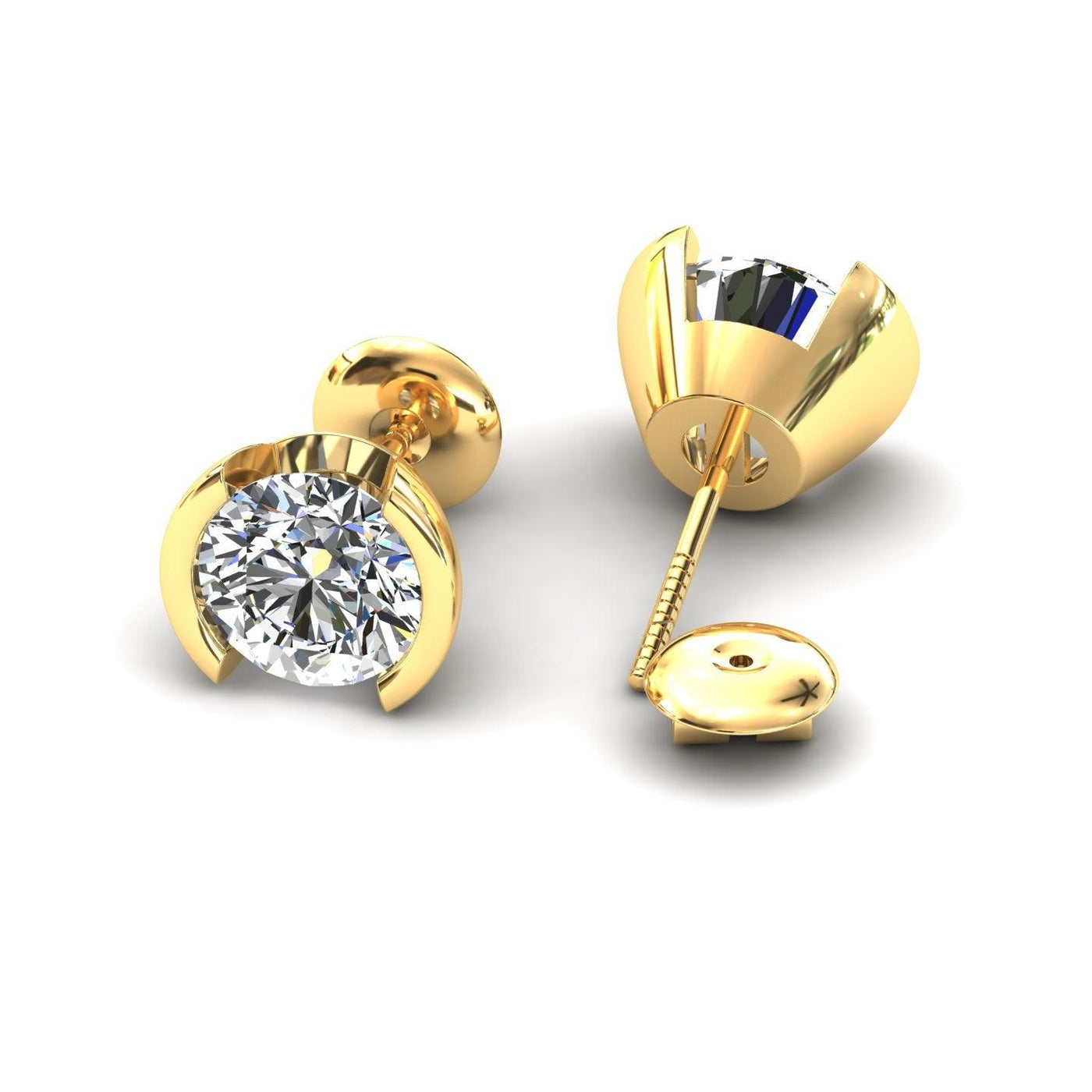 Certified D/VS 2.00Ct Round Diamond Stud Earrings in 18k Gold