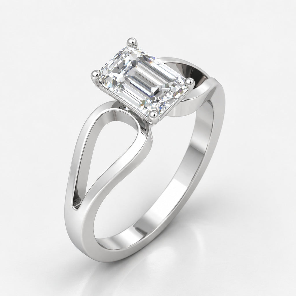 Infinity Twist IGI Certified Classic Solitaire Emerald Diamond Engagement Ring in Gold & Platinum