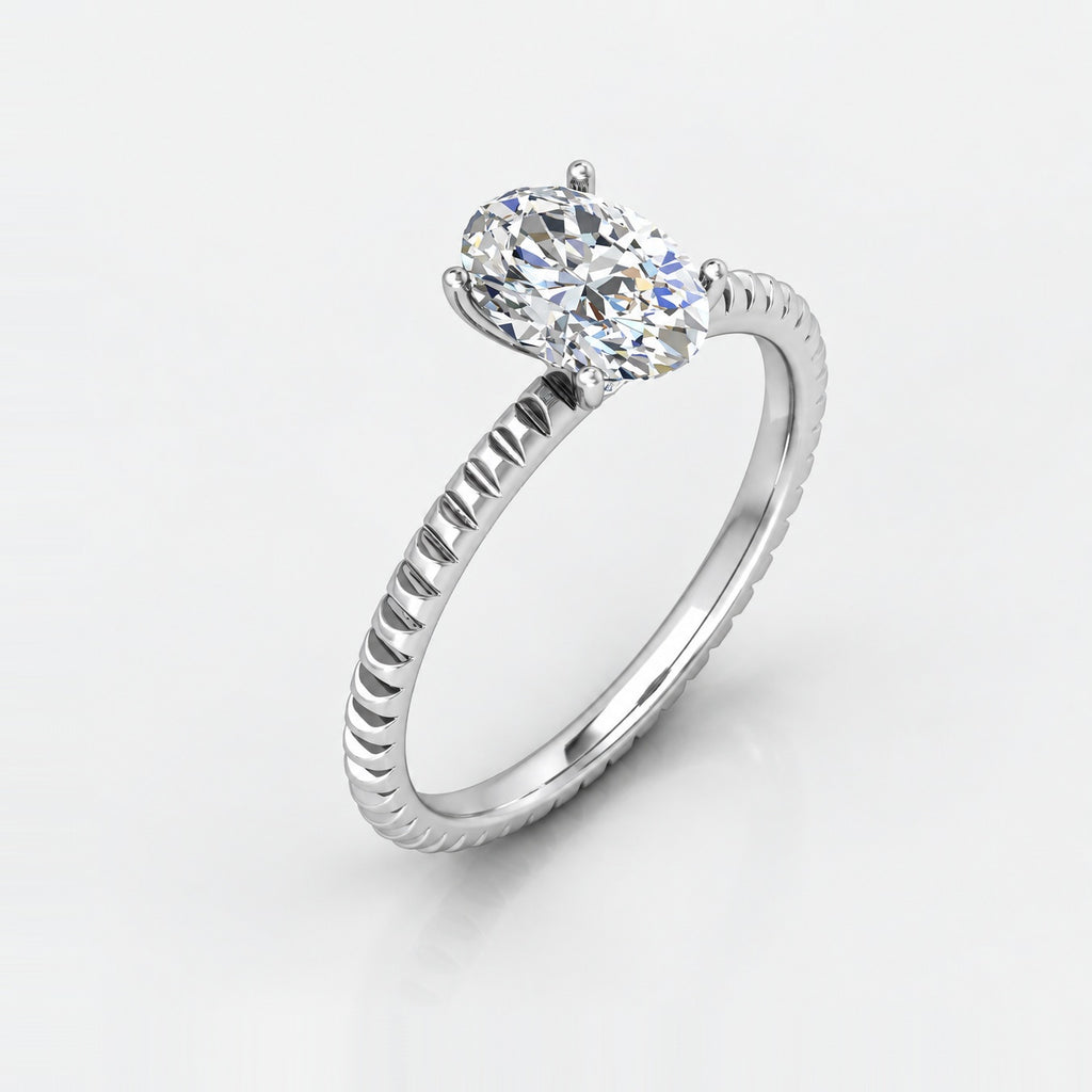 IGI Certified Oval Diamond 2.00Ct Cable Solitaire Engagement Ring in Gold & Platinum