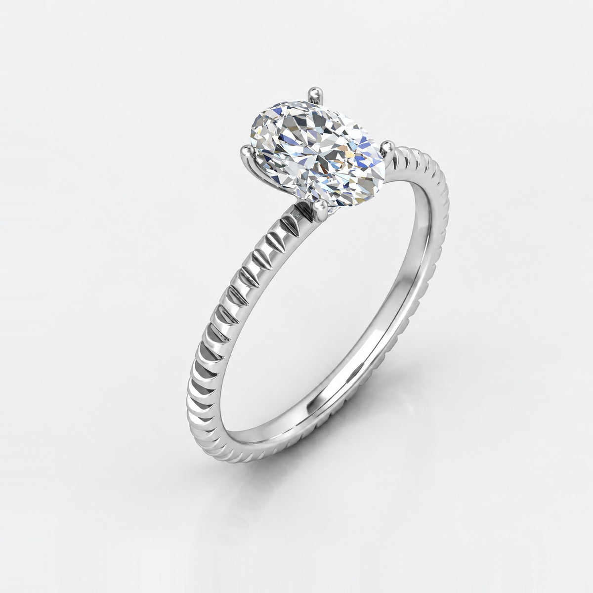 IGI Certified Oval Diamond 2.00Ct Cable Solitaire Engagement Ring in Gold & Platinum