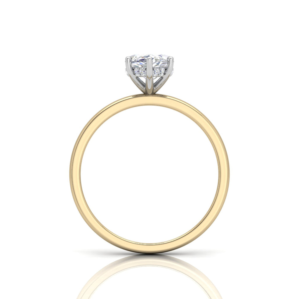 Classic Solitaire Hidden Halo Engagement Ring Marquise