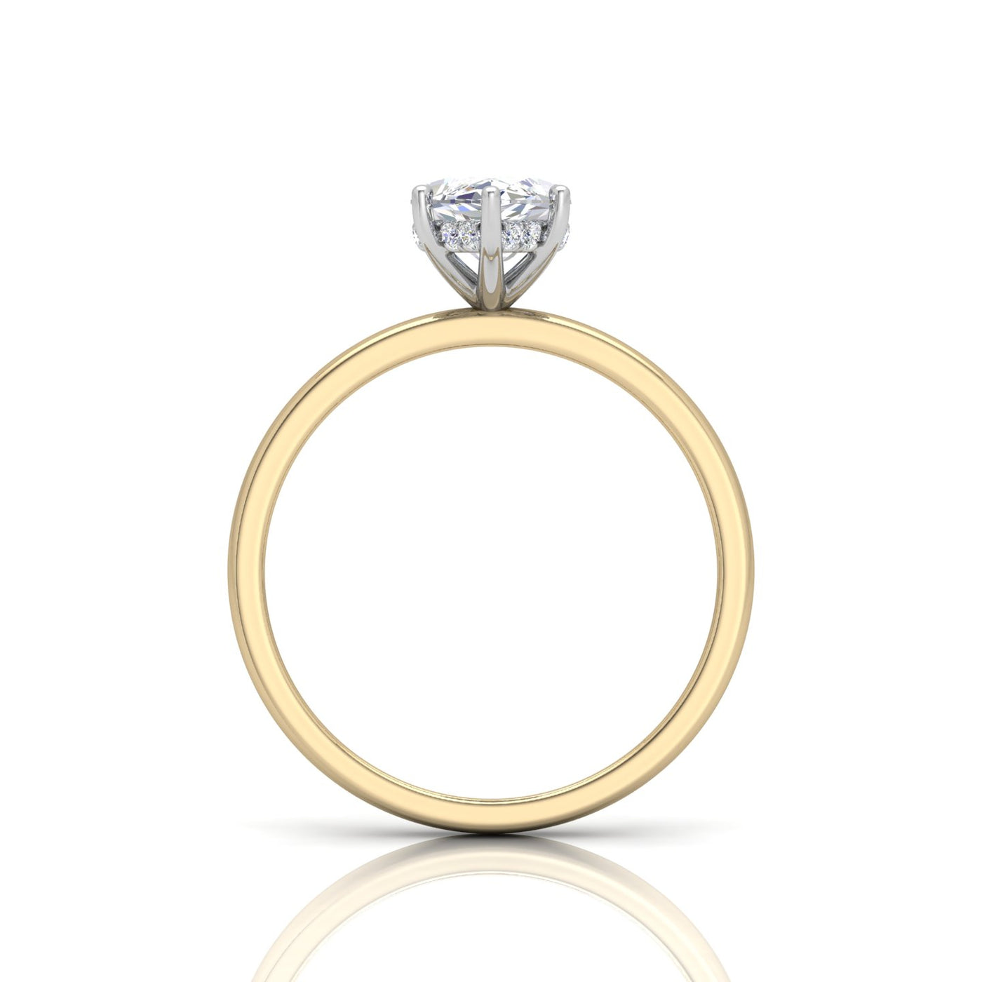 Classic Solitaire Hidden Halo Engagement Ring Marquise