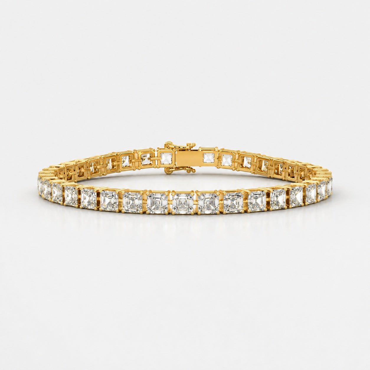 Asscher Lab-Grown Diamond Tennis Bracelet in Gold & Platinum (30ct)