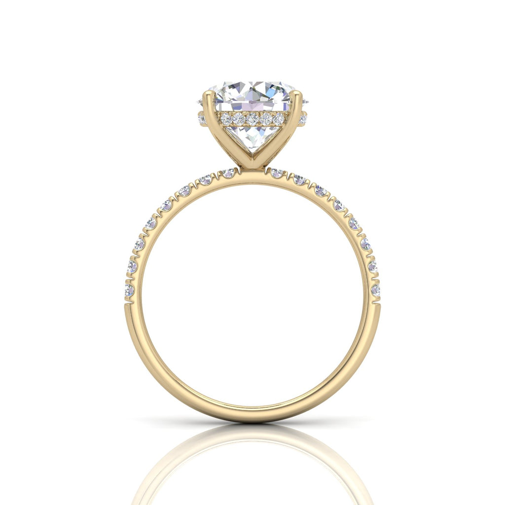 Classic Hidden Halo Pave Set Engagement Ring - Round