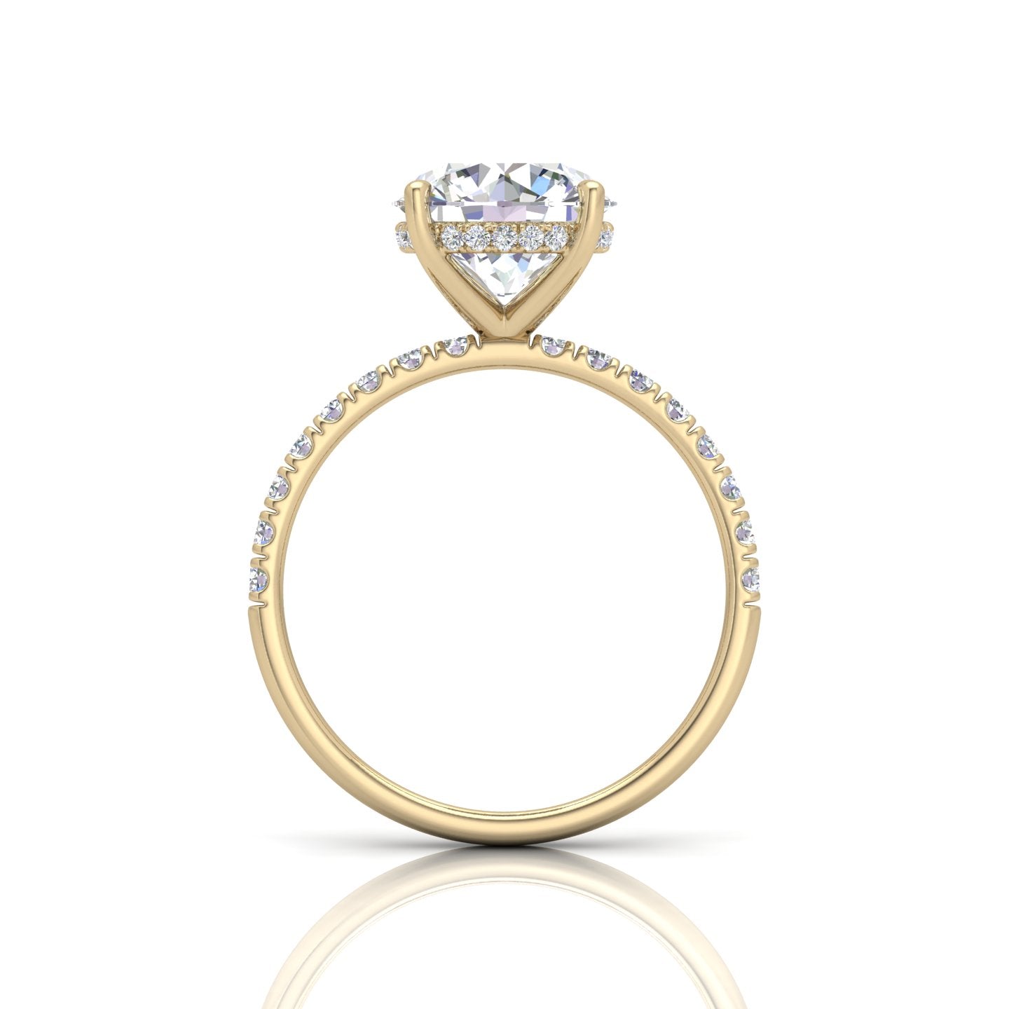 Classic Hidden Halo Pave Set Engagement Ring - Round