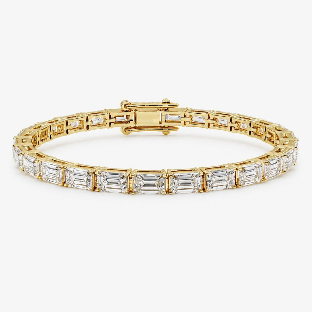 East-West Emerald Lab-Grown Diamond Tennis Bracelet in Gold & Platinum (8–30ct)