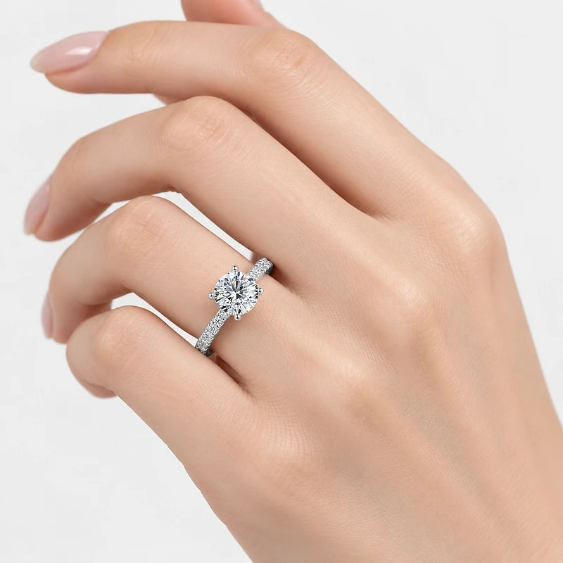 IGI Certified Lab Grown Round Brilliant Cut Diamond Pavé Solitaire Engagement Ring in Gold & Platinum – 1–5Ct