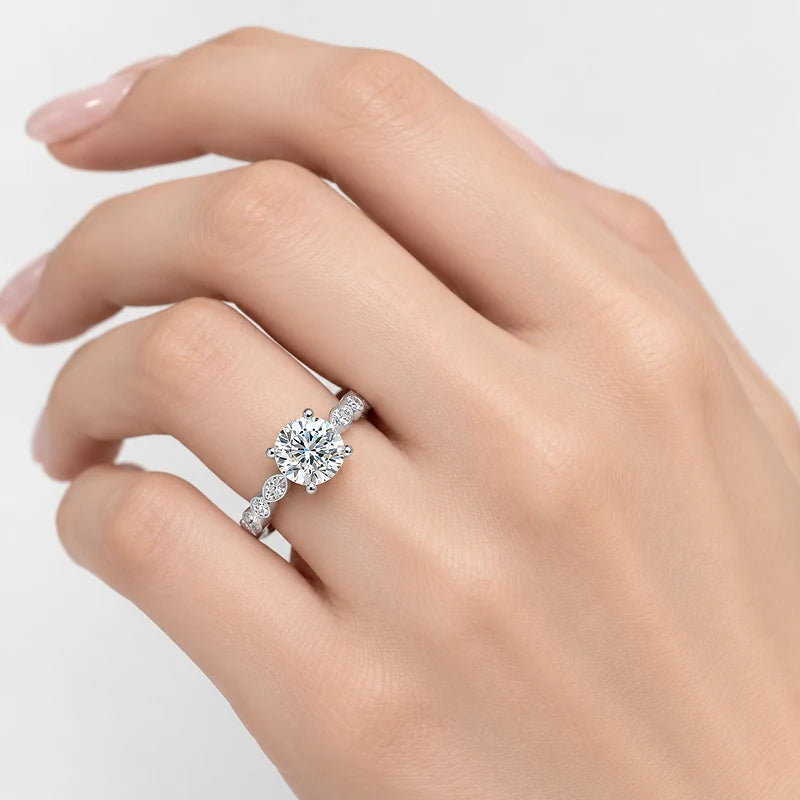 IGI Certified Lab Grown Solitaire Engagement Ring with Alternating Marquise & Round Diamond Accents in Gold & Platinum – 1–5Ct