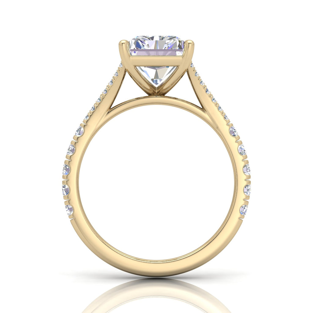 Julie Emerald Diamond Split Shank Engagement Ring