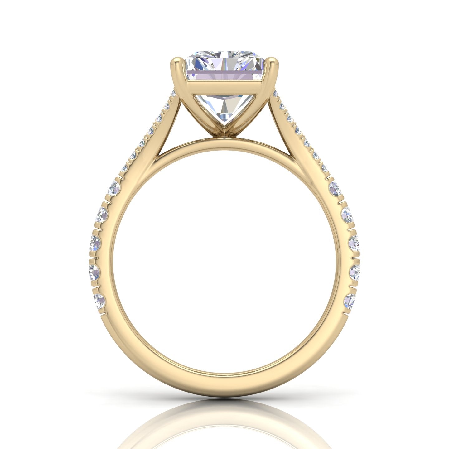 Julie Emerald Diamond Split Shank Engagement Ring