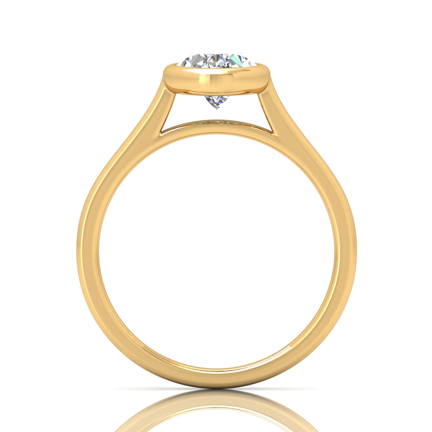 18k Yellow Gold All Shape Comfort Fit Bezel Set Solitaire Engagement Ring